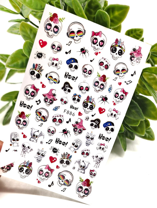 075-Sticker Decals - Spooky Skulls