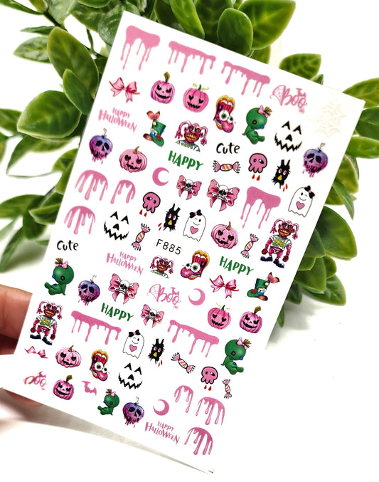 074-Sticker Decals - Spooky Pink Pumpkins
