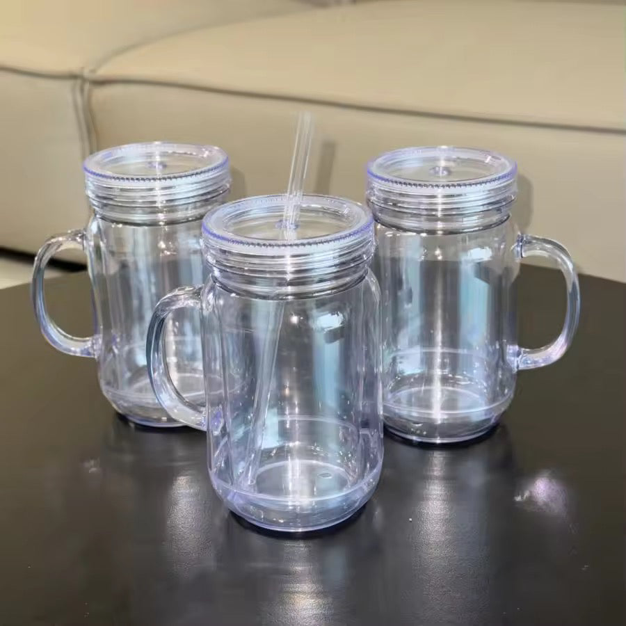 20oz acrylic with handle/ clear
