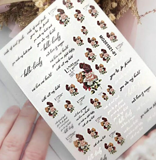 183-Sticker Decals - Rose Notes