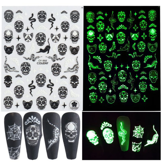 041-Sticker Decals - Glow in dark skulls