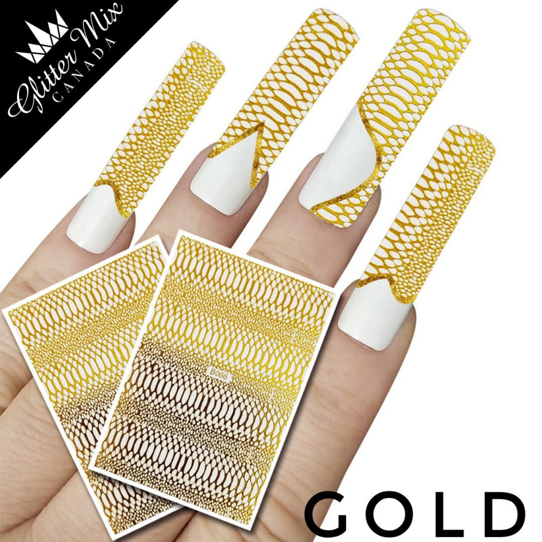 066-Sticker Decals -Gold Snake Skin