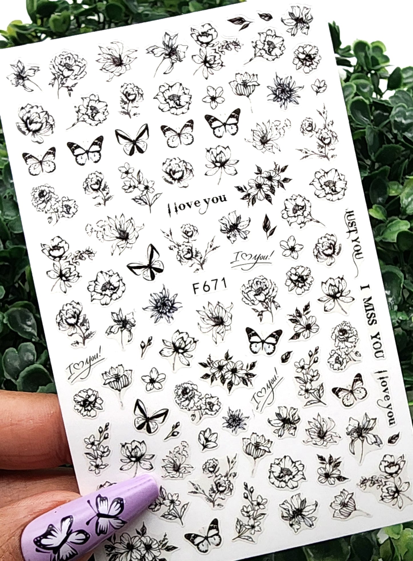 130-Sticker Decals - Black and white Floral