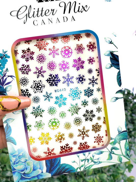 044-Sticker Decals - Rainbow Snow Flakes