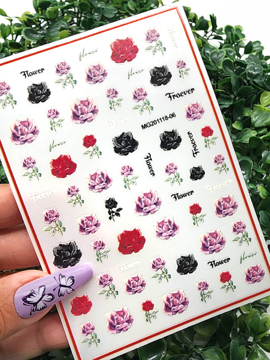 141-Sticker Decals- Pink Roses