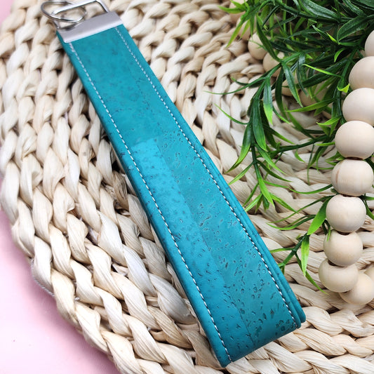 Teal Cork Key Wristlet