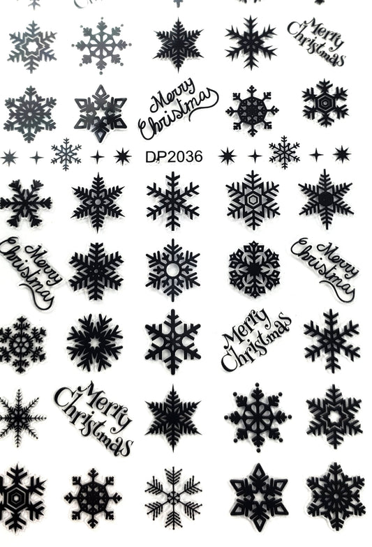 208-Sticker Decals - Black snow flakes