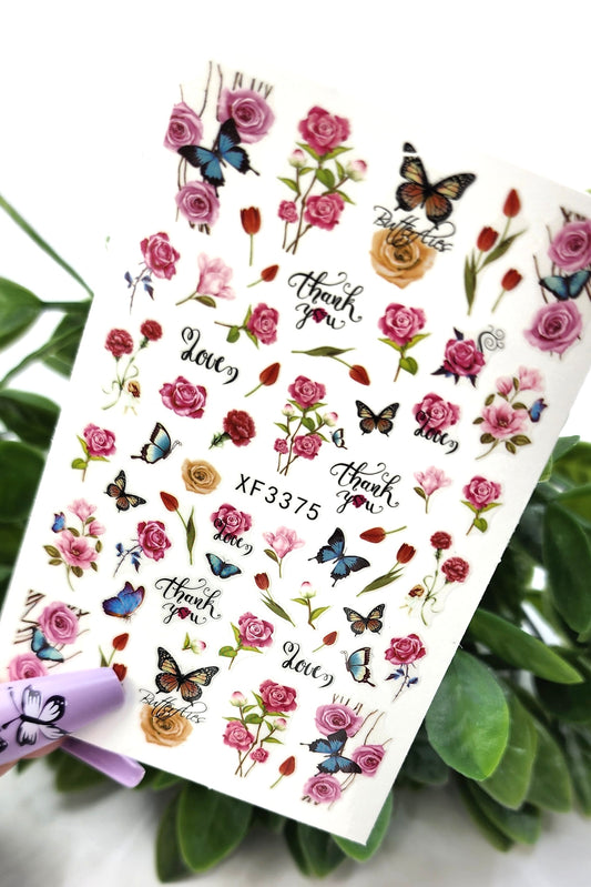 Sticker Decals - Rose and Butterflies