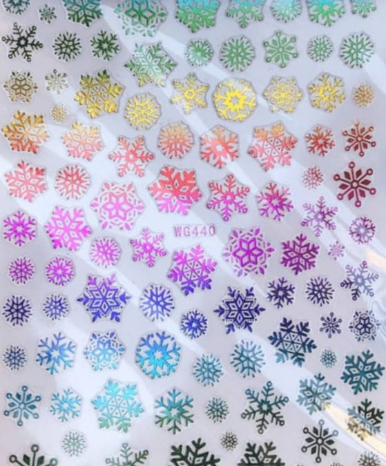 044-Sticker Decals - Rainbow Snow Flakes
