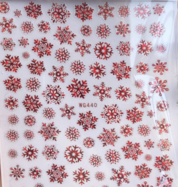 043-Sticker Decals -Snow flakes Red