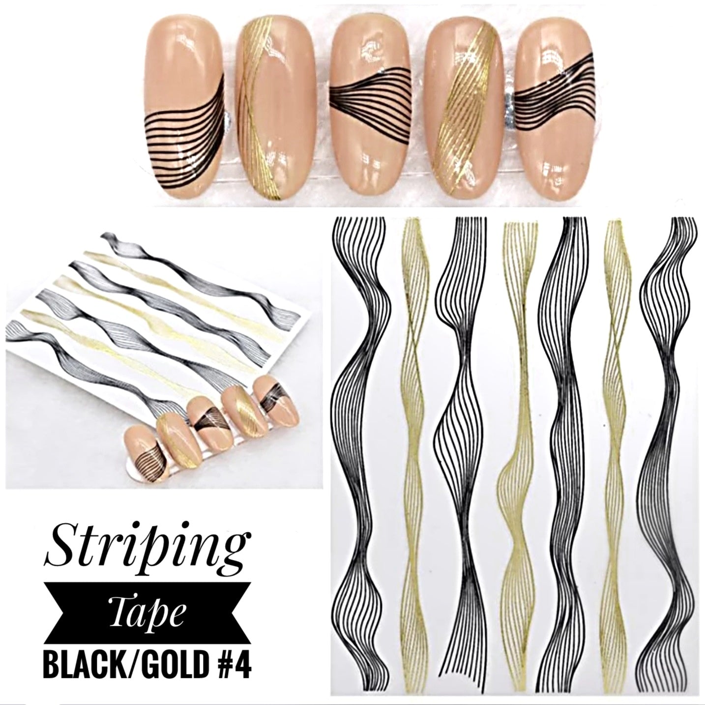 197-Sticker Decals -Striping Tape Black/Gold
