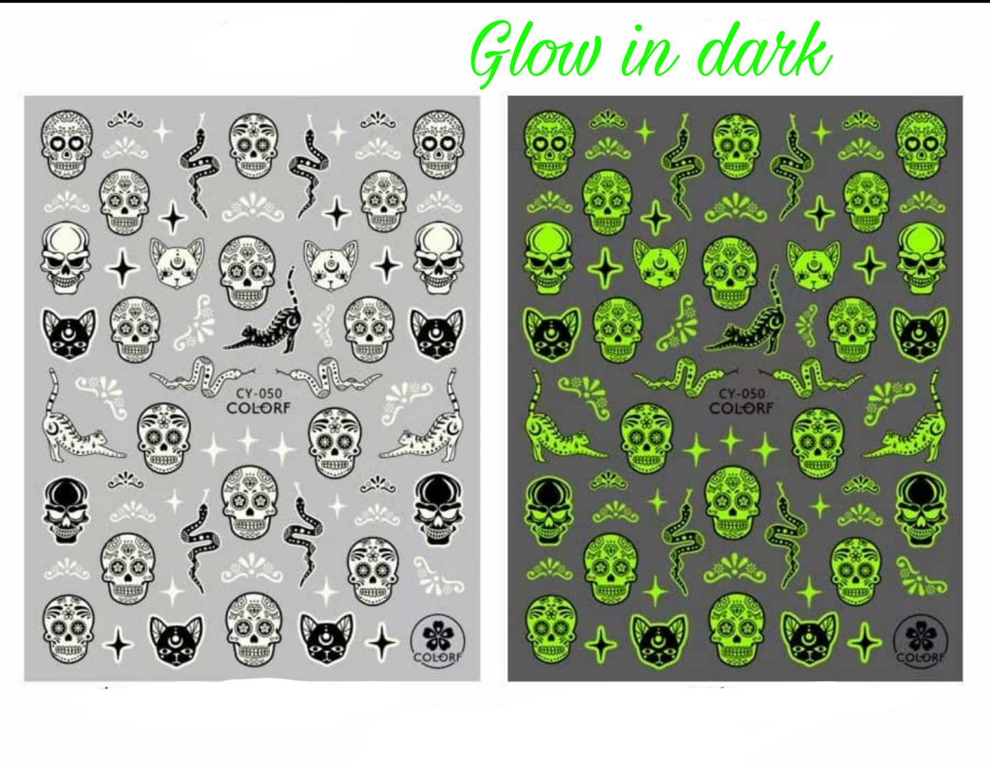 041-Sticker Decals - Glow in dark skulls
