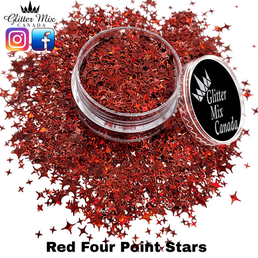 253- Red Holographic Four Point Stars