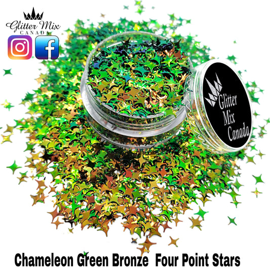 281- Chameleon Green Bronze Four Point Stars