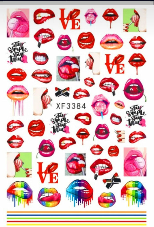006-Sticker Decals -Rainbow Lips