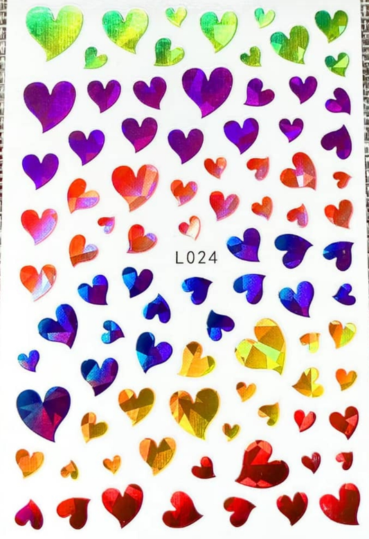 011-Sticker Decals - Rainbow Hearts