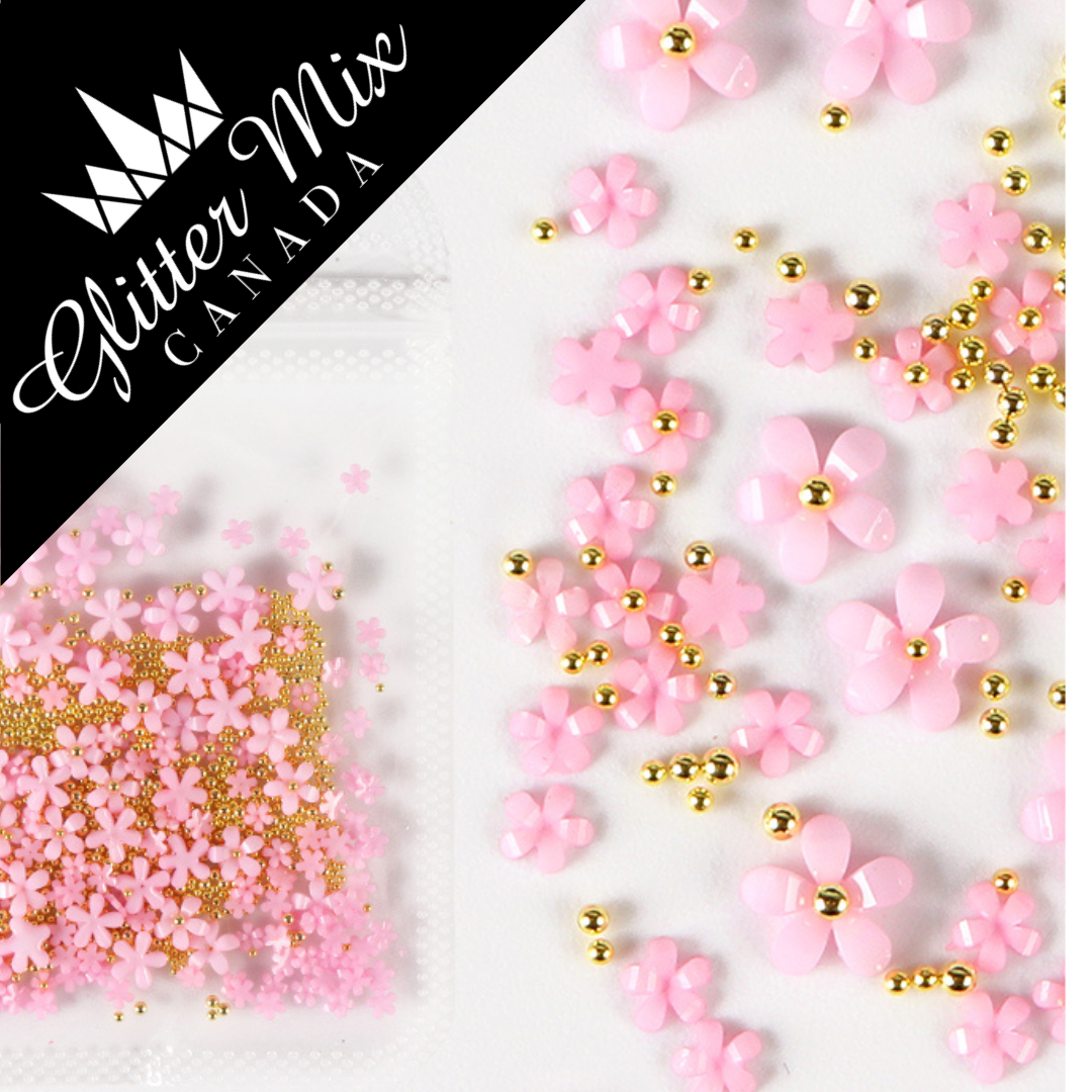 3D Flowers Pink Gold