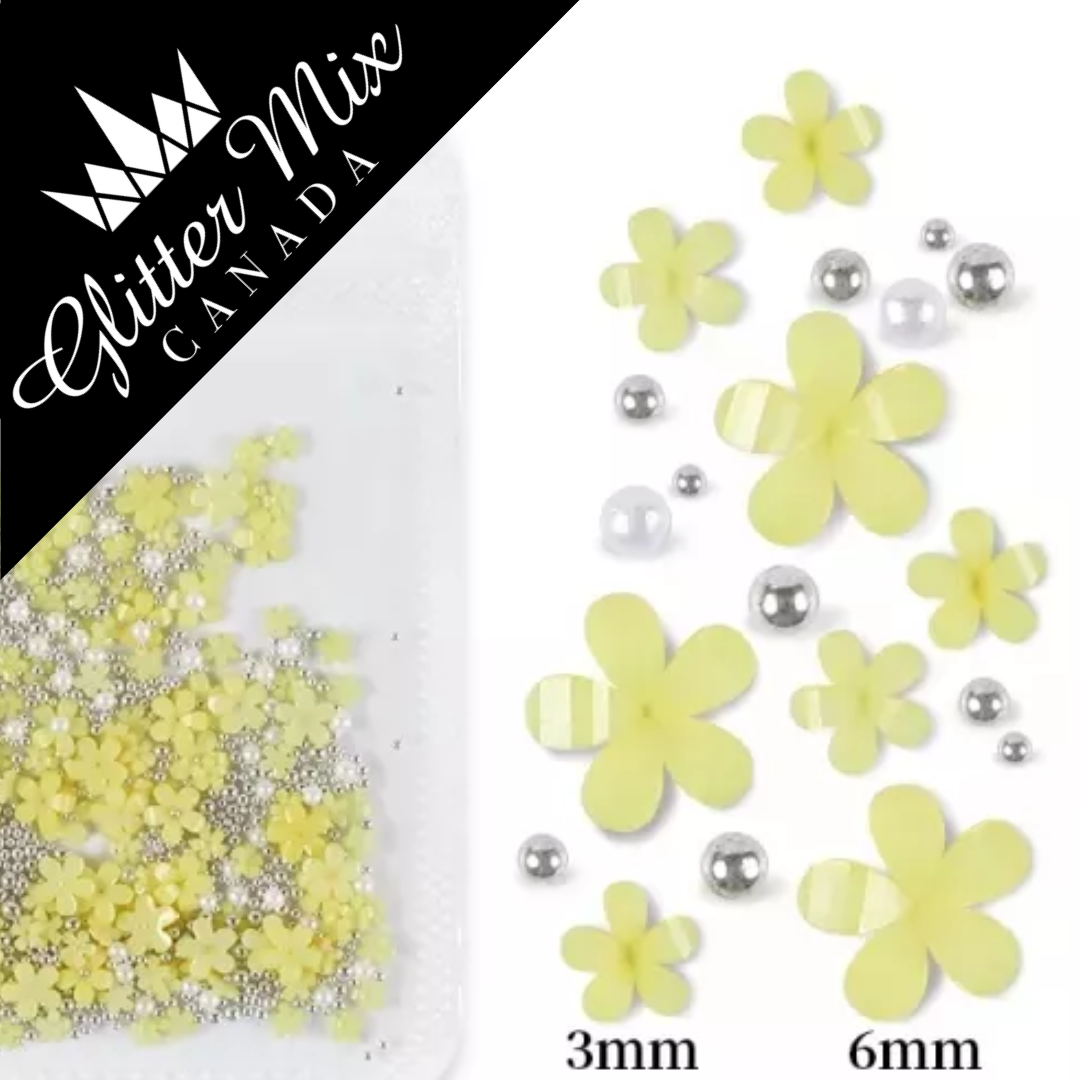 3D Flowers Yellow Silver