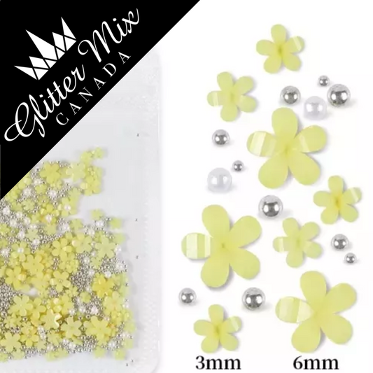3D Flowers Yellow Silver