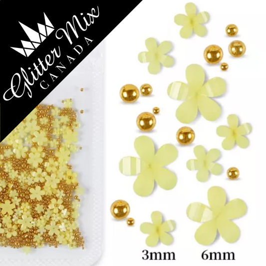 3D Flowers Yellow Gold