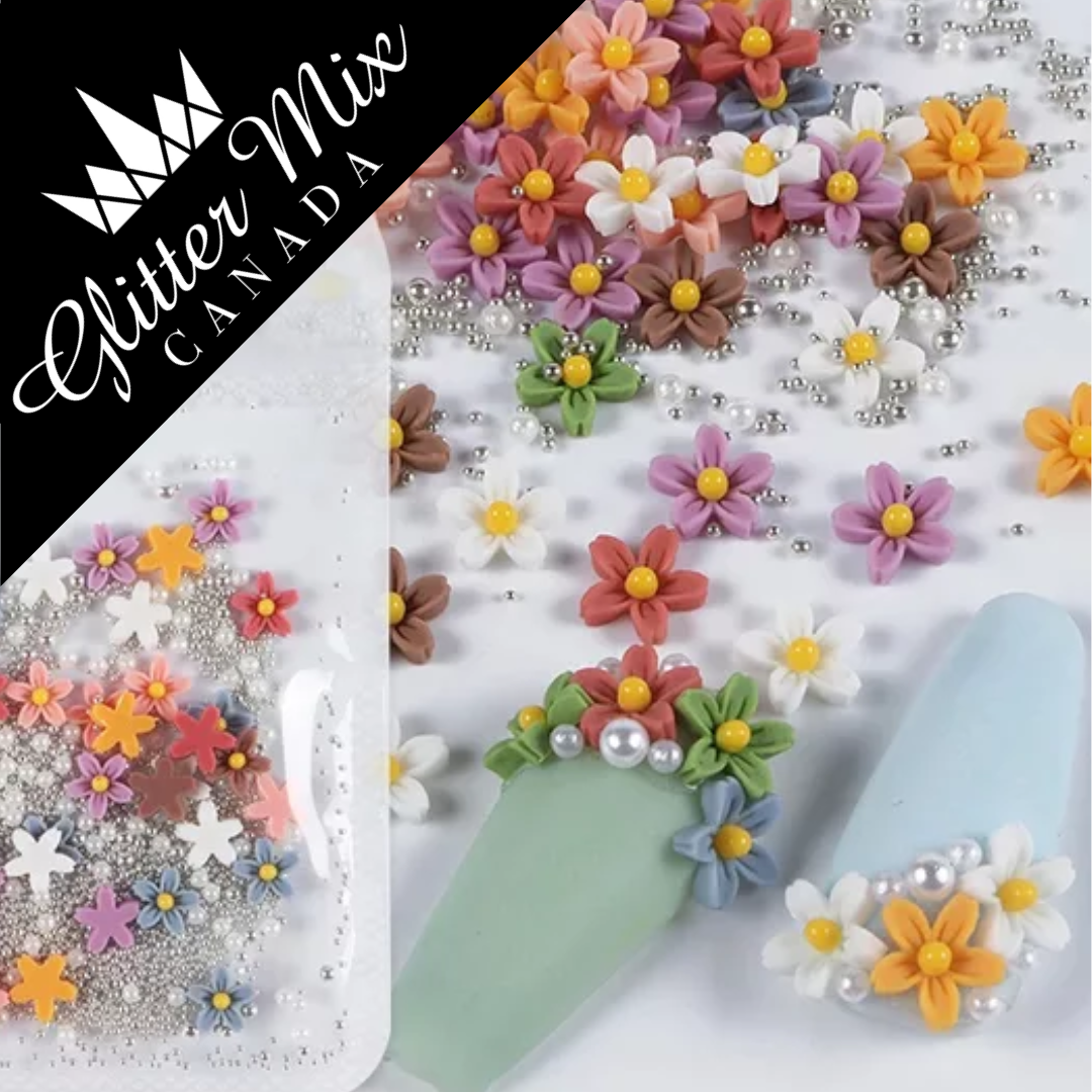 3D Flowers Silver Mix
